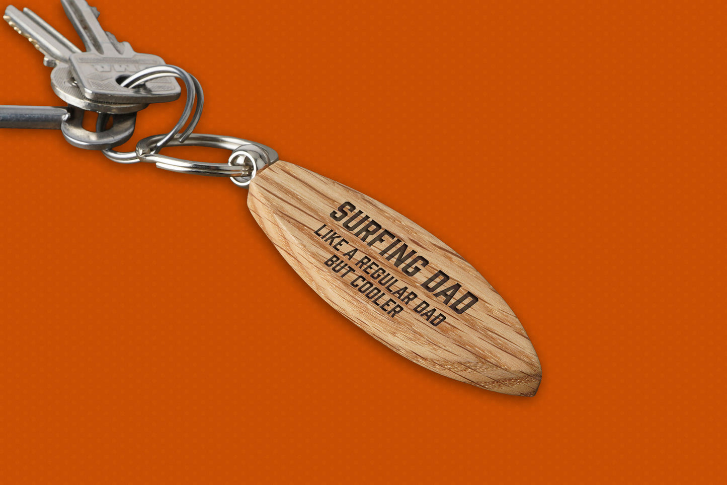 Dapper Chap 'Surfing Dad' Oak Surfboard Keyring | Birthday | Keepsake | Novelty Keyring
