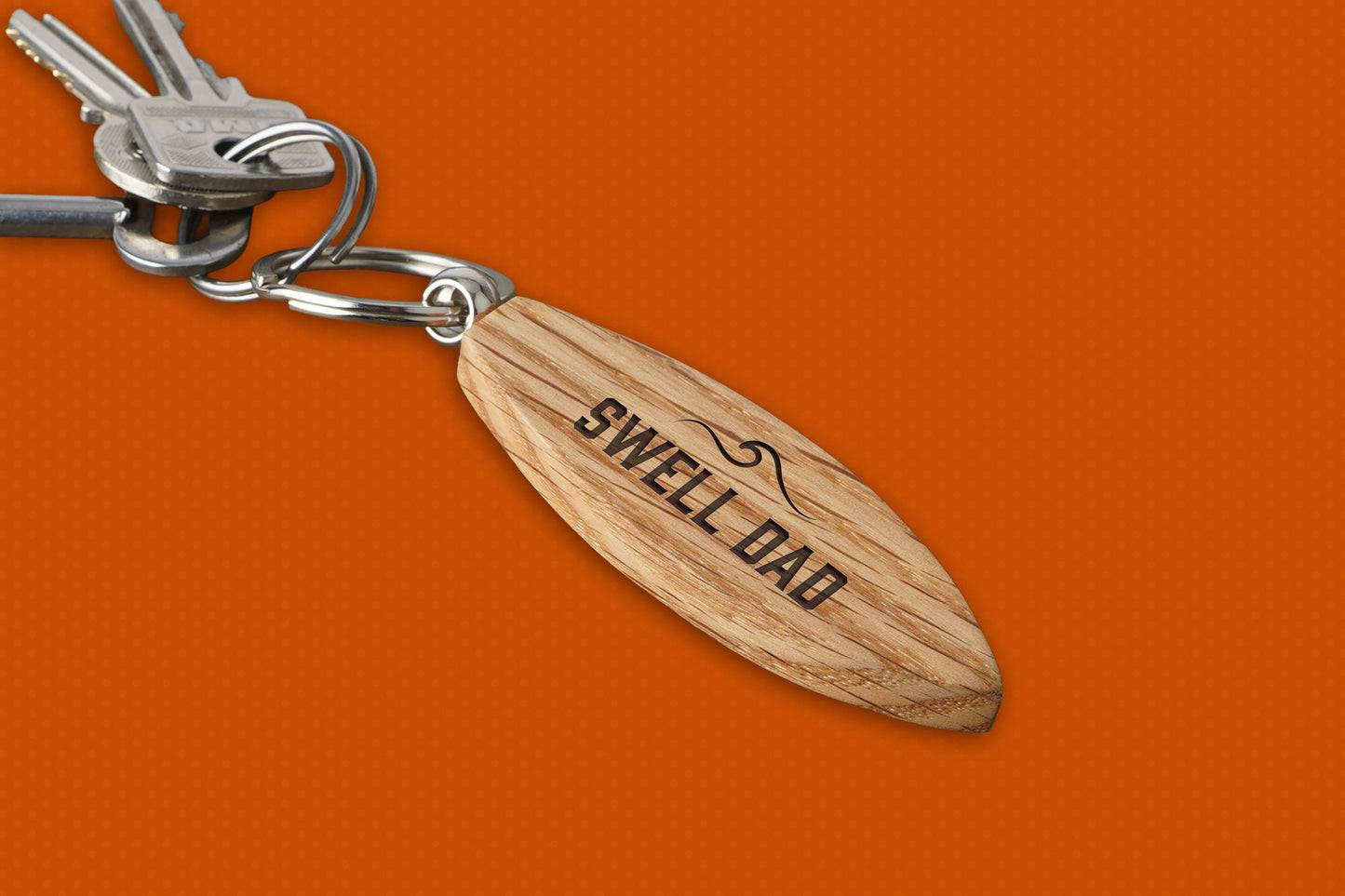 Dapper Chap 'Swell Dad' Oak Surfboard Keyring | Birthday | Keepsake | Novelty Keyring