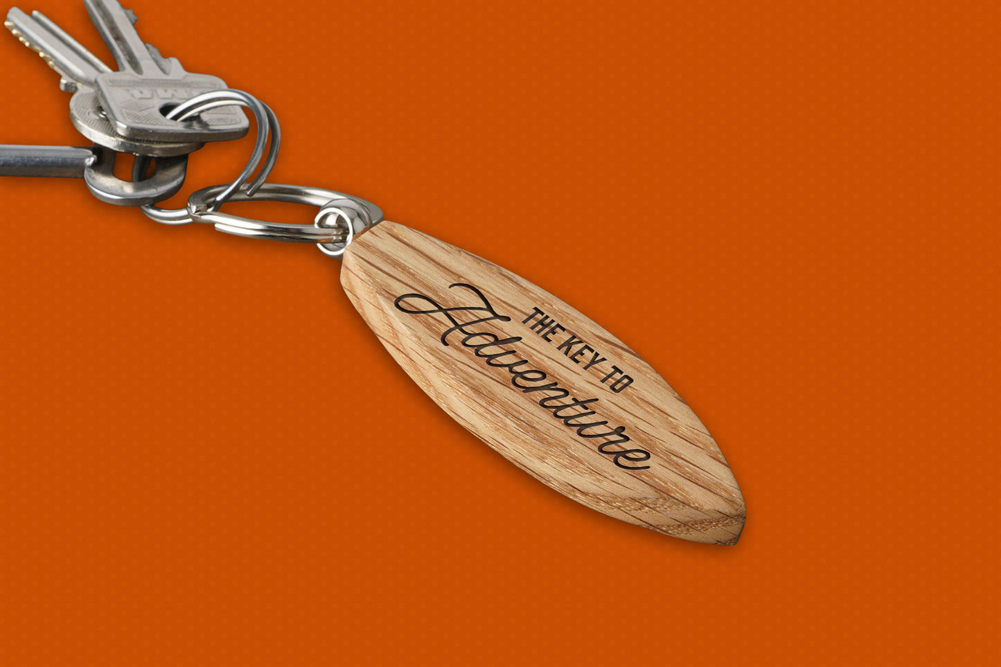 Dapper Chap 'The Key To Adventure' Oak Surfboard Keyring | Birthday | Keepsake | Novelty Keyring