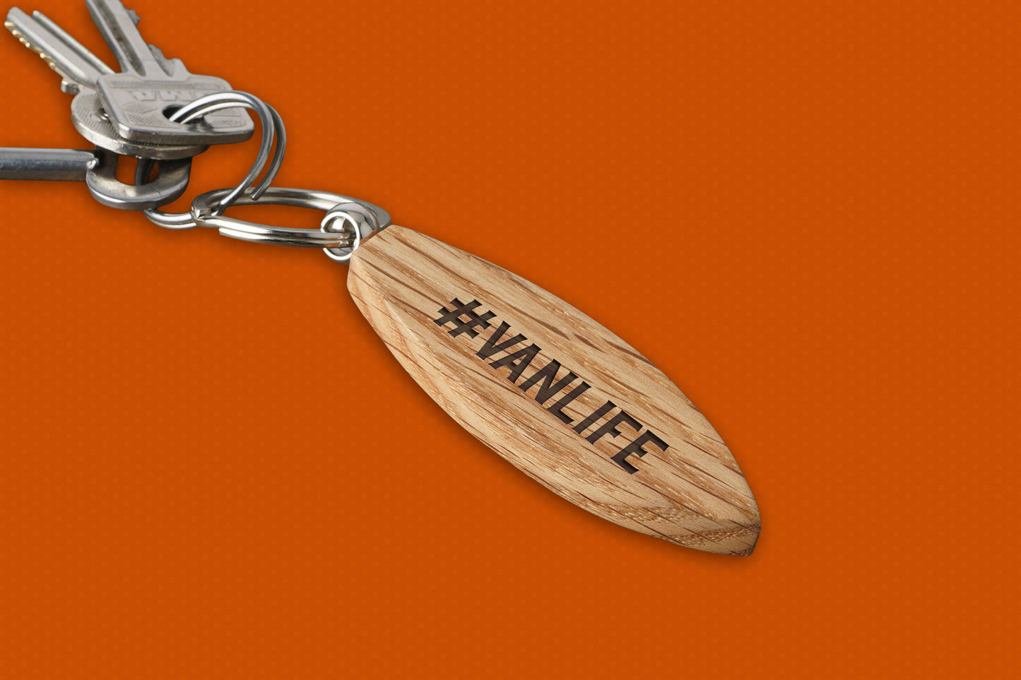 Dapper Chap 'Van Life' Oak Surfboard Keyring | Birthday | Keepsake | Novelty Keyring