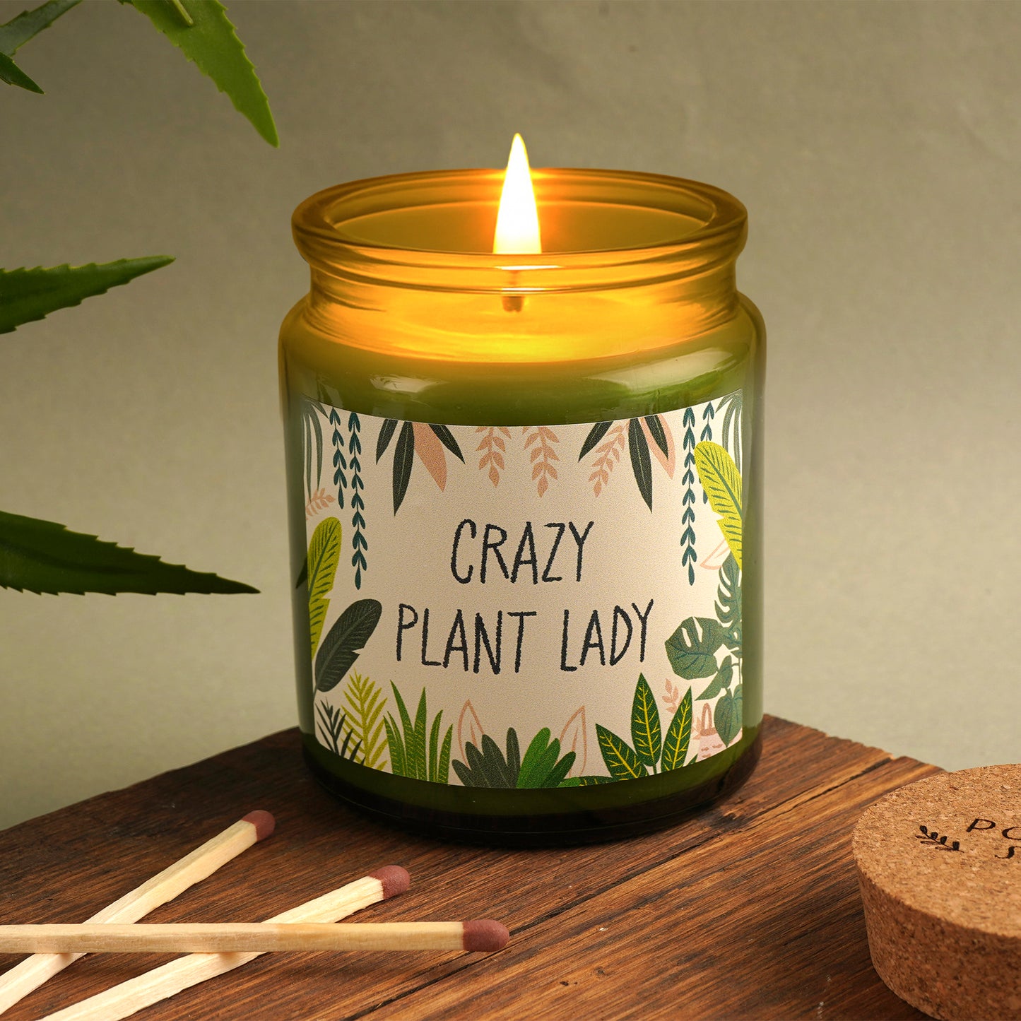 Green Jar Candle • “Crazy Plant Lady” • Scented Jar Candle • Gift for Her • Gifts for Him • Garden Accessory • Garden Candle