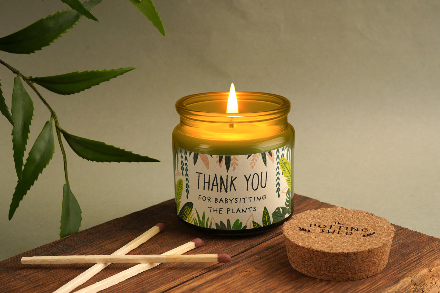Thank You For Watering The Plants • Green Scented Jar Candle • Home Decor
