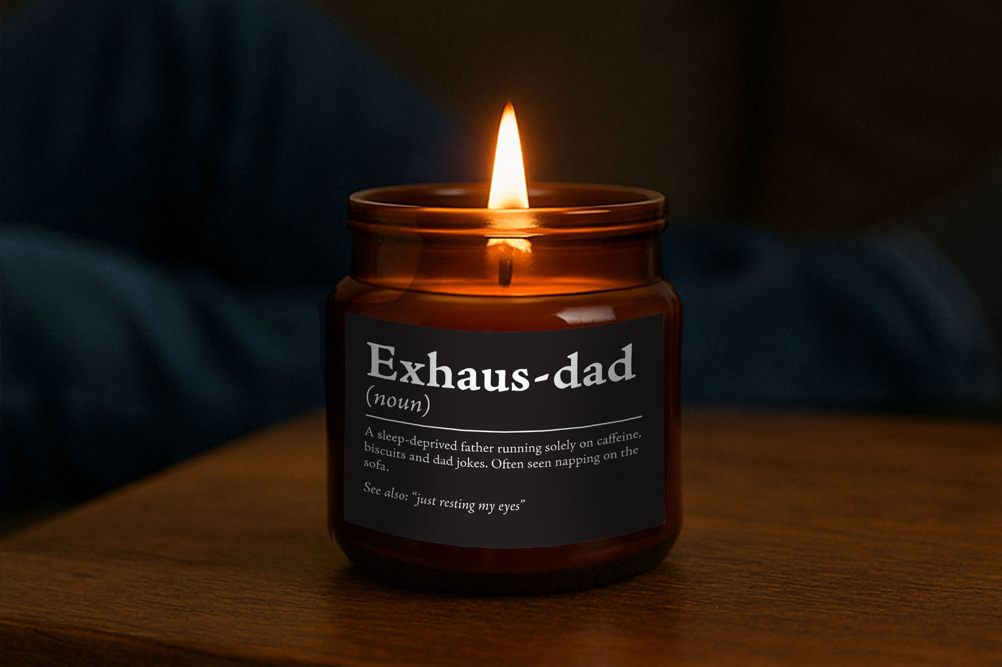 Brown Jar Candle • “Exhaus Dad” • Scented Jar Candle • Gift for Him • Fathers Day • Special Dad • Novelty Candle • Humor Candle