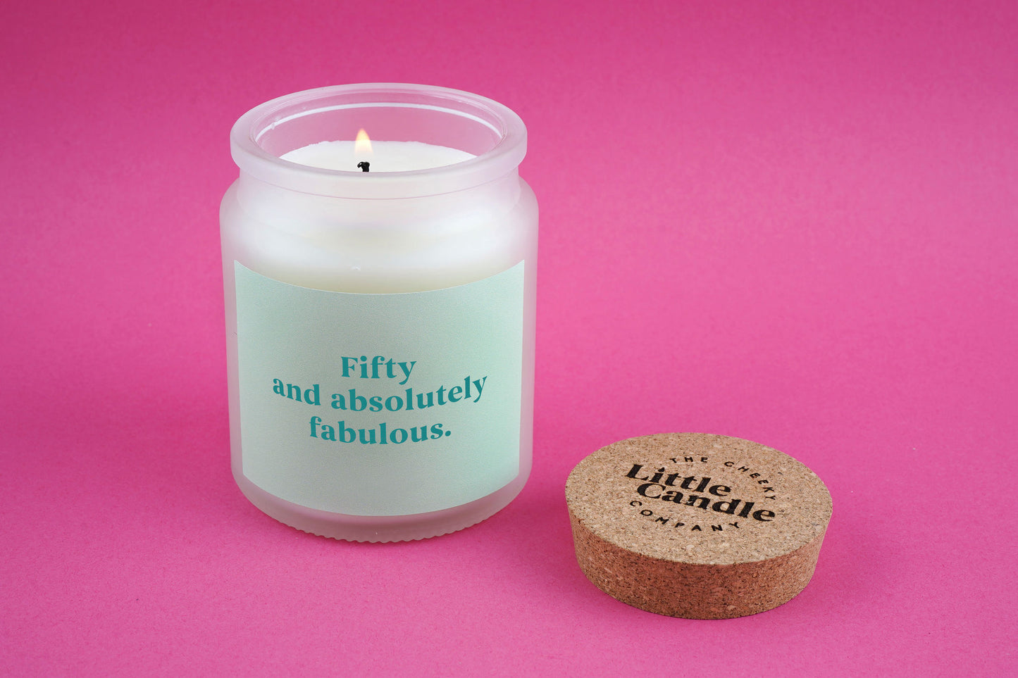50th Birthday Candle • 'Fifty and Absolutely Fabulous' Large Clear Candle • Birthday Gift • Scented Glass Jar Candle • Gift Box
