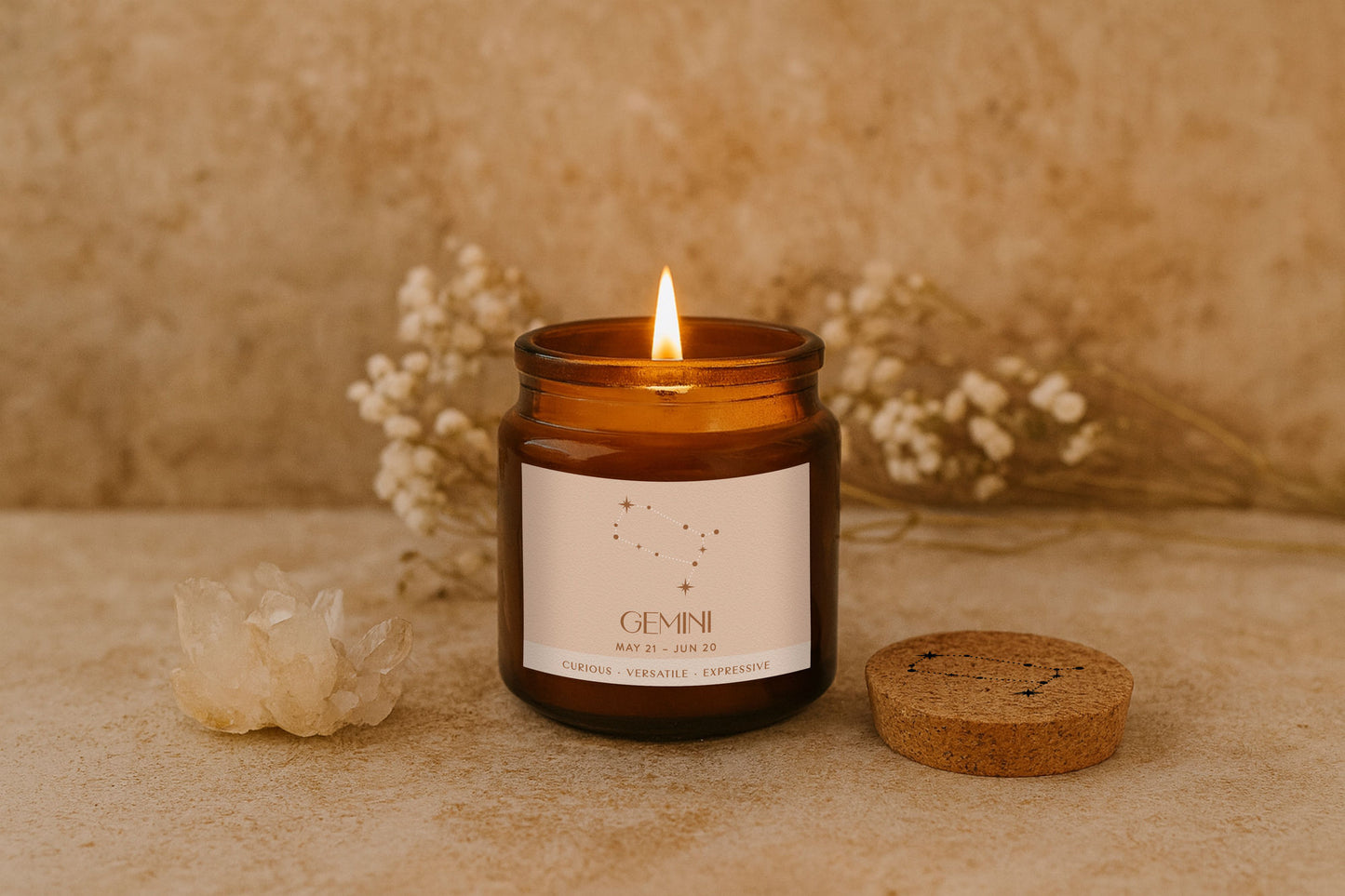 Brown Jar Candle • "Gemini” • Scented Jar Candle • Special Gift • Star Sign Zodiac Candle • Gift For Her • Gift for Him • Gift Box