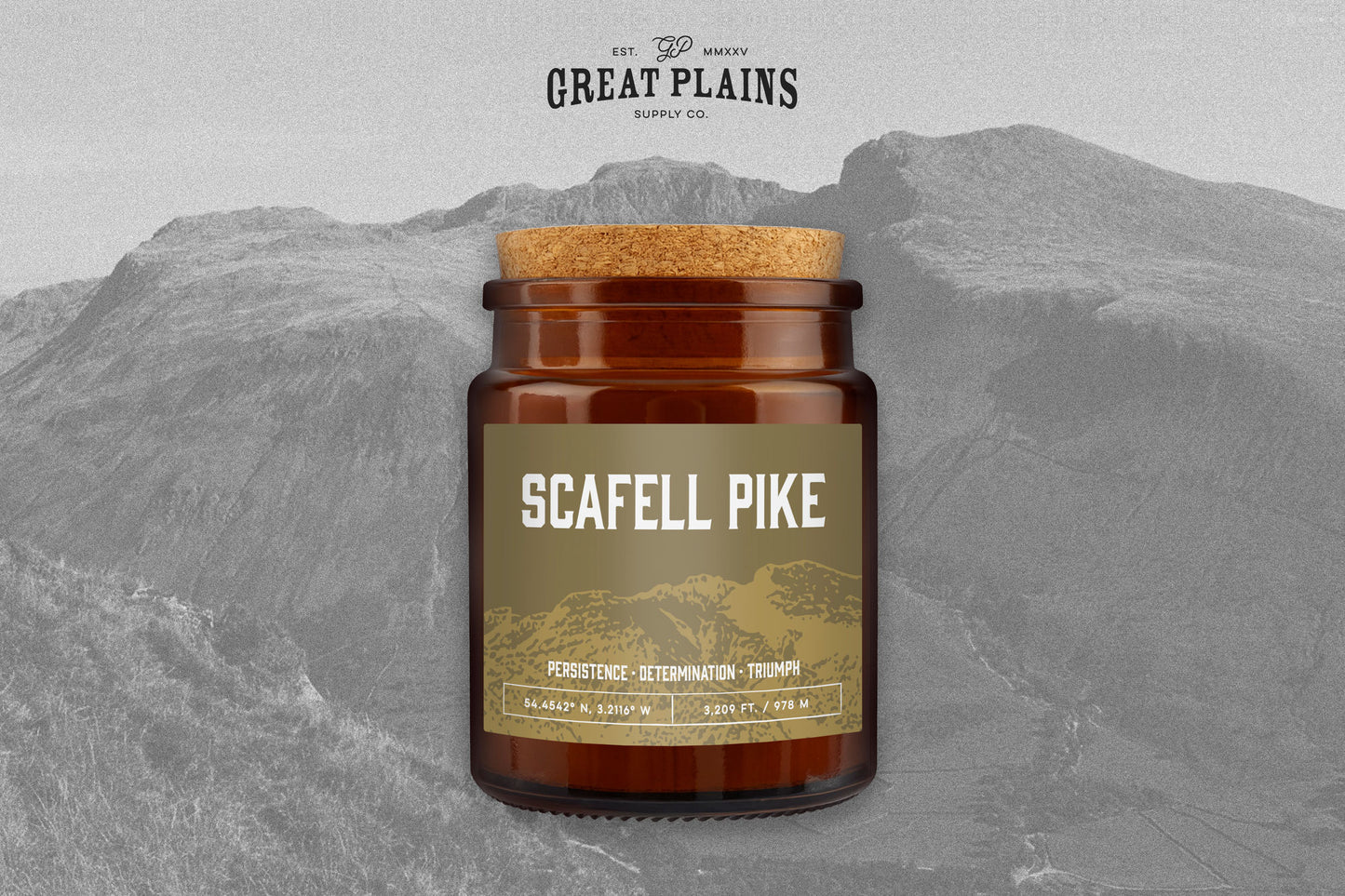 Brown Jar Candle • "Scafell Pike” • Scented Candle • Special Gift • Hiking • Mountain • Adventure • Gift For Her • Gift for Him • Gift Box