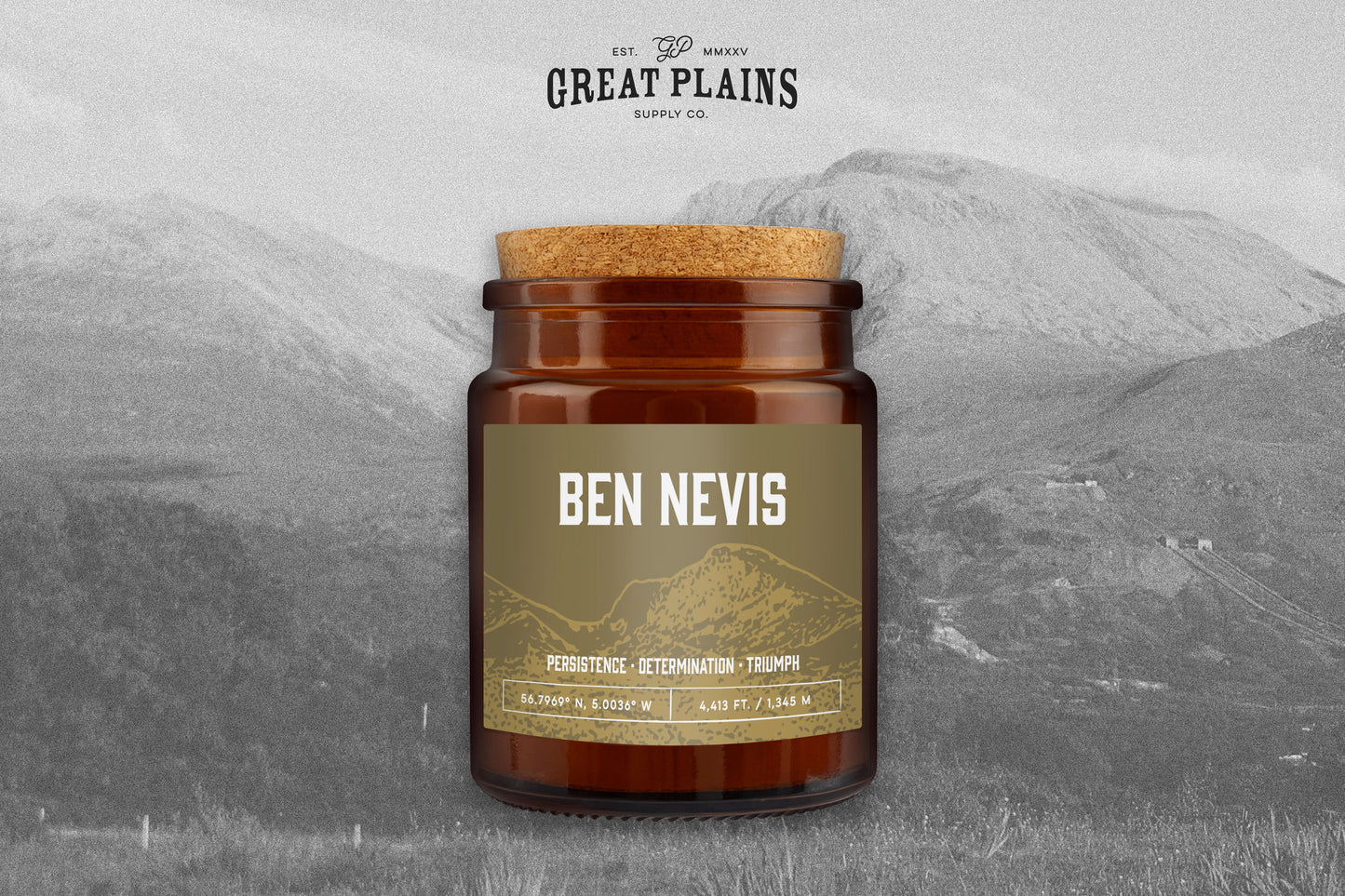 Brown Jar Candle • "Ben Nevis” • Scented Candle • Special Gift • Hiking • Mountain • Adventure • Gift For Her • Gift for Him • Gift Box
