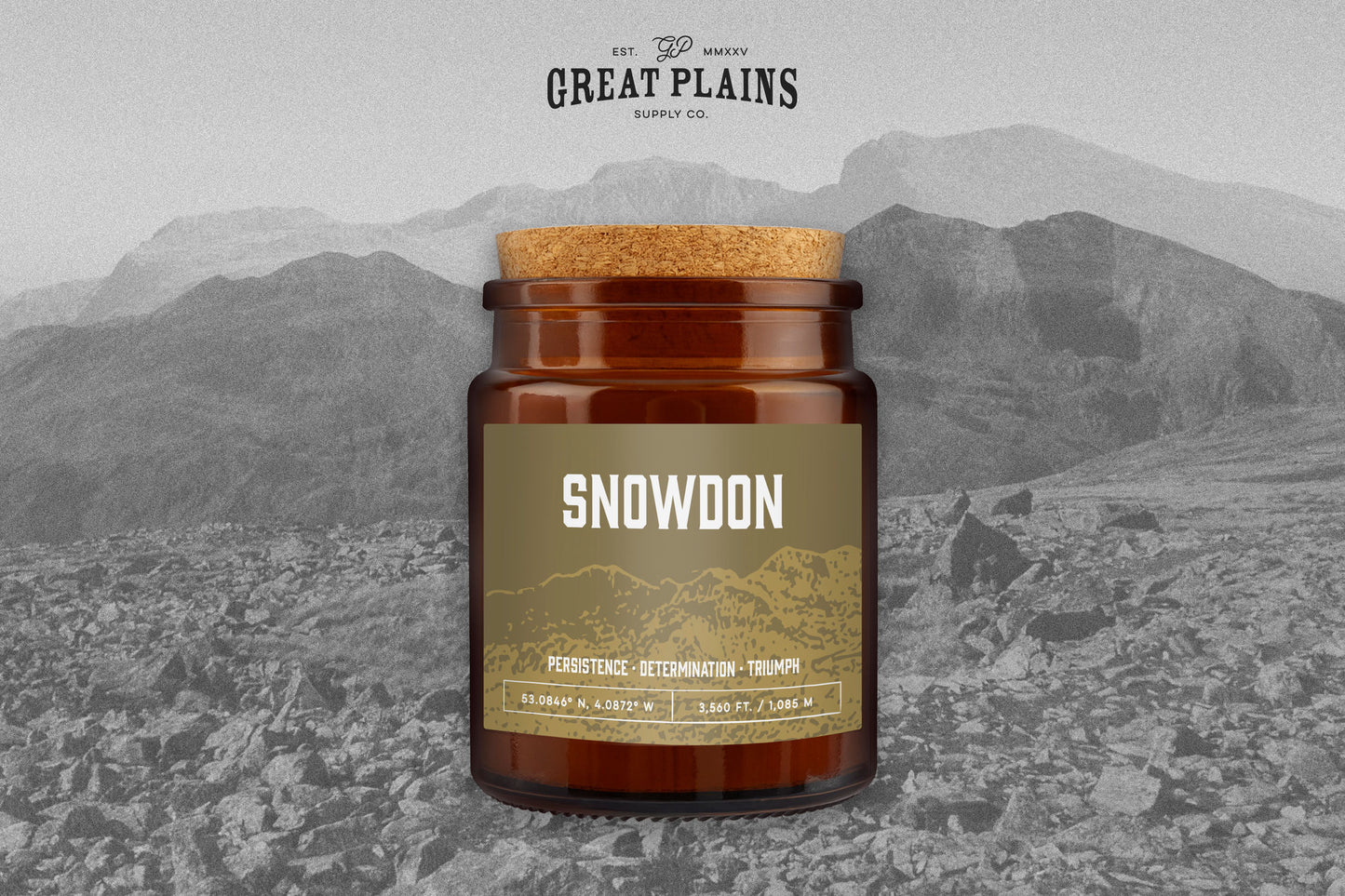 Brown Jar Candle • "Snowdon” • Scented Candle • Special Gift • Hiking • Mountain • Adventure • Gift For Her • Gift for Him • Gift Box