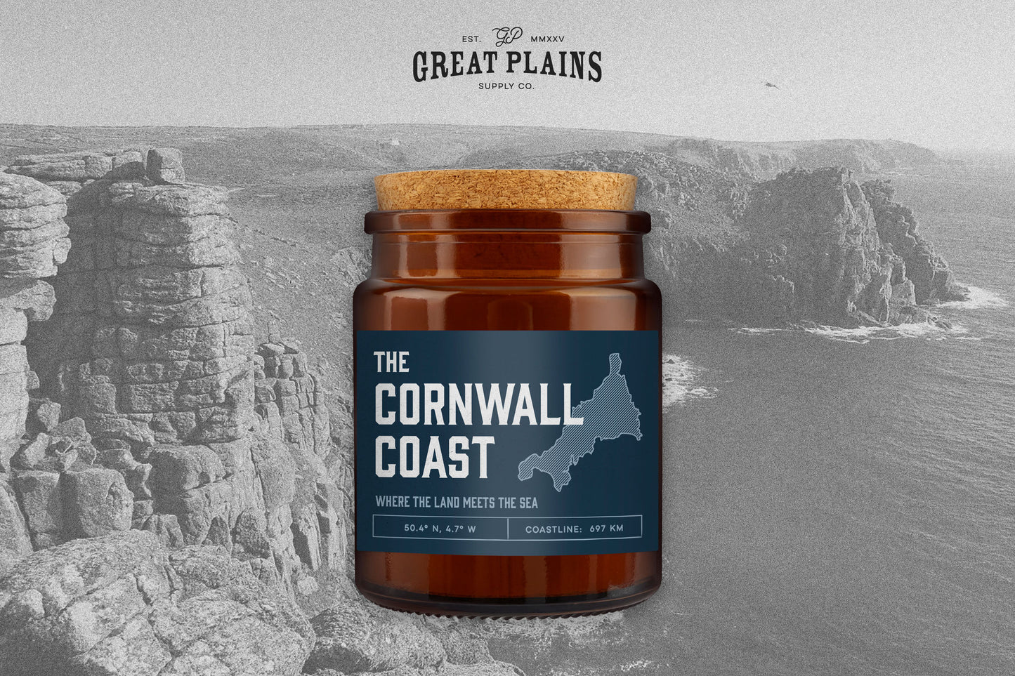 Brown Jar Candle • "Cornwall ” • Scented Candle • Adventure • Coast • Surf • South West England • Gift For Her • Gift for Him • Gift Box