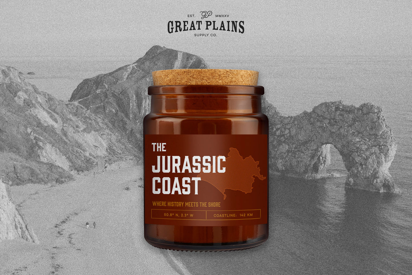 Brown Jar Candle • "Jurassic Coast” • Scented Candle • Dorset • Coastal • Seaside • Gift For Her • Gift for Him • Gift Box
