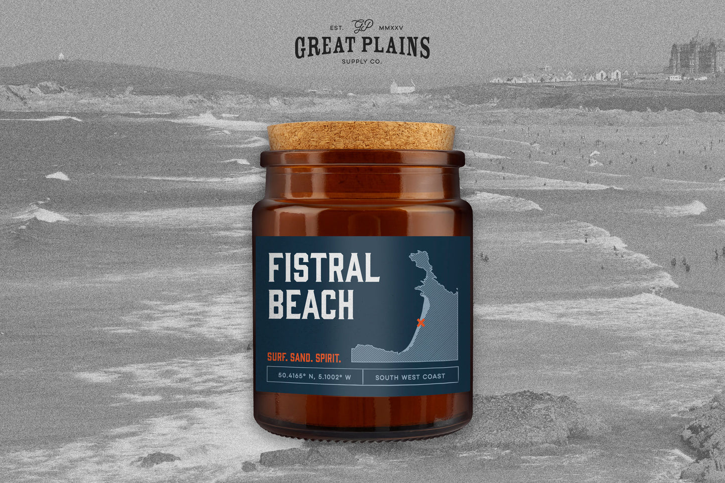 Brown Jar Candle • "Fistral Beach” • Scented Candle • Cornwall • Coastal • Seaside • Surfing • Holiday • Gift For Her Him • Gift Box