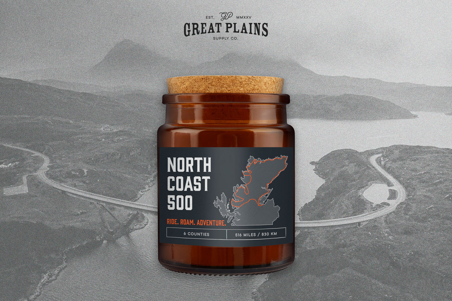 Brown Jar Candle • "North Coast 500” • Scotland • The Highlands • Scented Candle • Adventure • Road Trip • Gift For Her Him • Gift Box