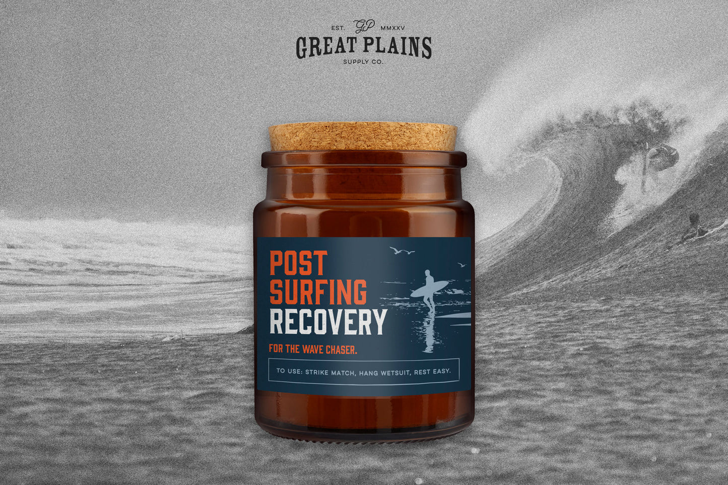 Brown Jar Candle • "Post Surfing Recovery” • Scented Candle • Home Decor • Surfer • Waves • Coast • Gift For Her • Gift For Him • Gift Box