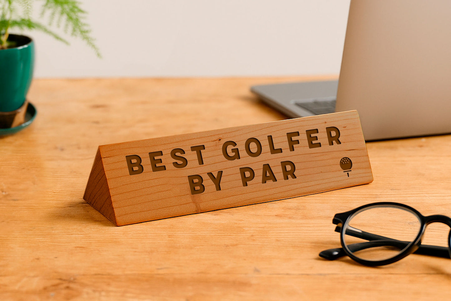 Wooden Desk Sign 'Best Golfer By Par' | Gift For Him | Gift For Her | Office Sign | Engraved Gift