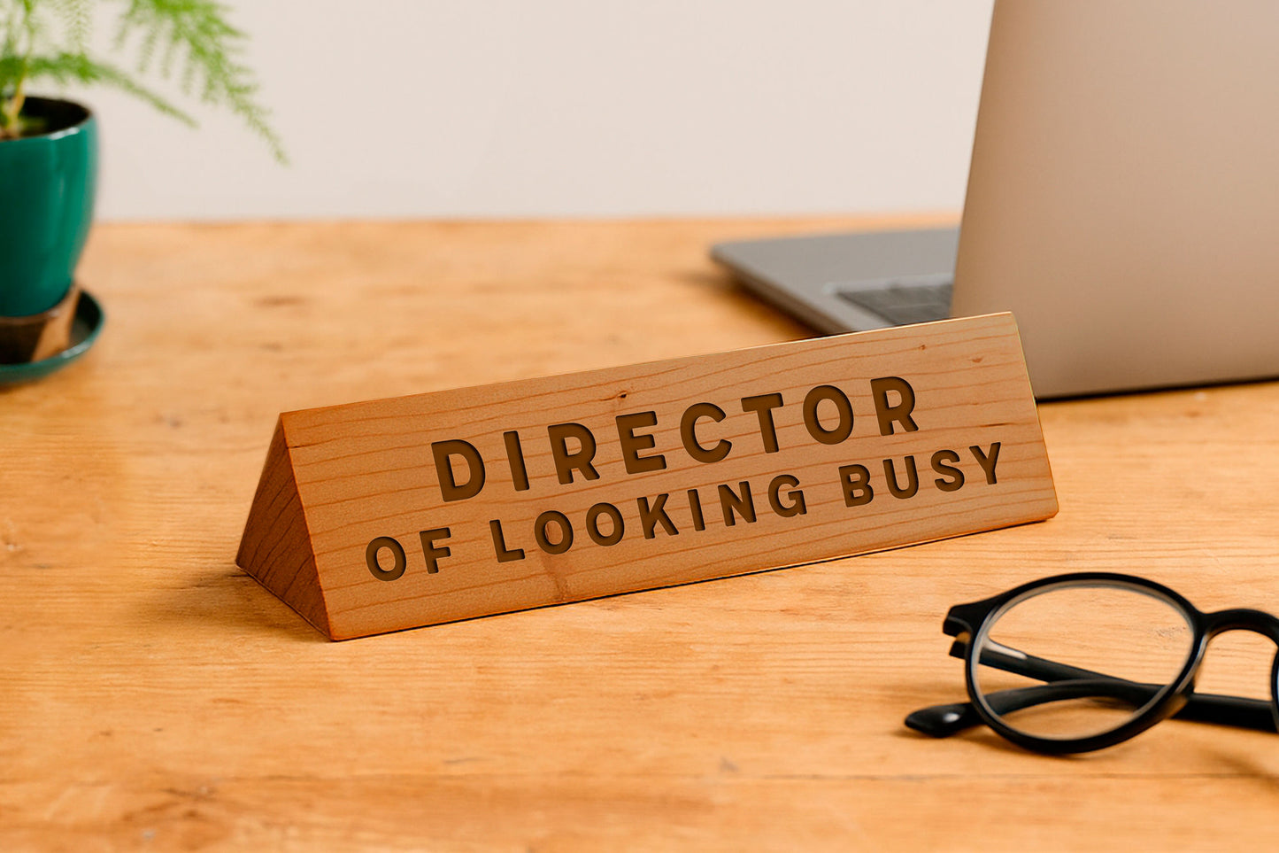 Wooden Desk Sign 'Director Of Looking Busy' | Gift For Her | Gift For Him | Office Sign | Engraved Gift