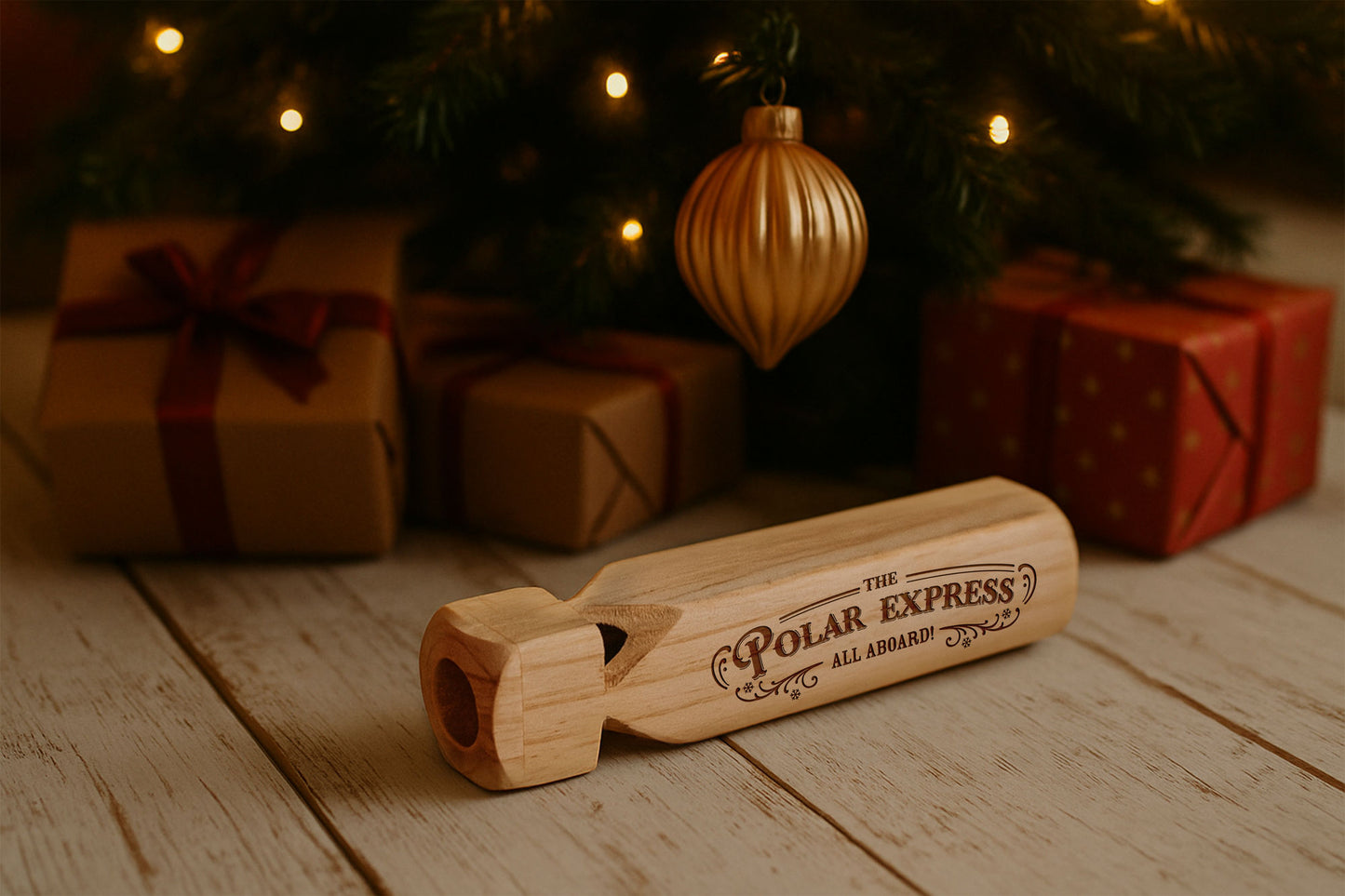Festive Christmas Train Wooden Whistle | Choo Choo | Gift Boxed | Holiday Stocking Filler | Charming Toy Gift for Kids & Seasonal Fun