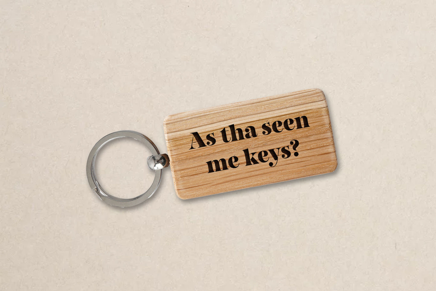 Rectangular Oak Keyring - 'As Tha Seen Me Keys' | Accessory | Keychain | House Keys