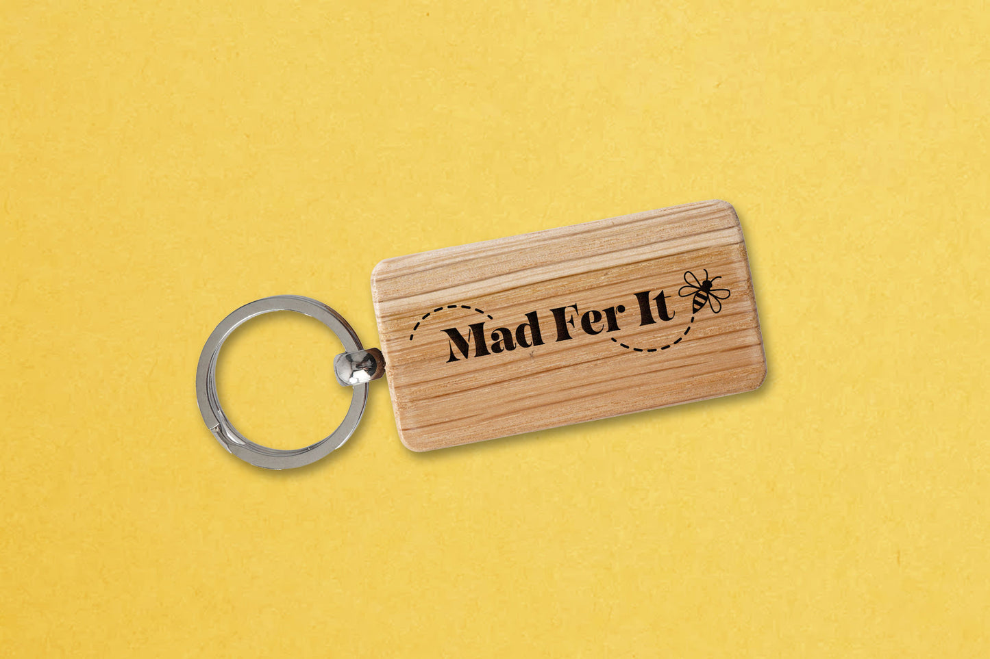 Rectangular Oak Keyring - 'Mad Fer It' | Accessory | Keychain | House Keys