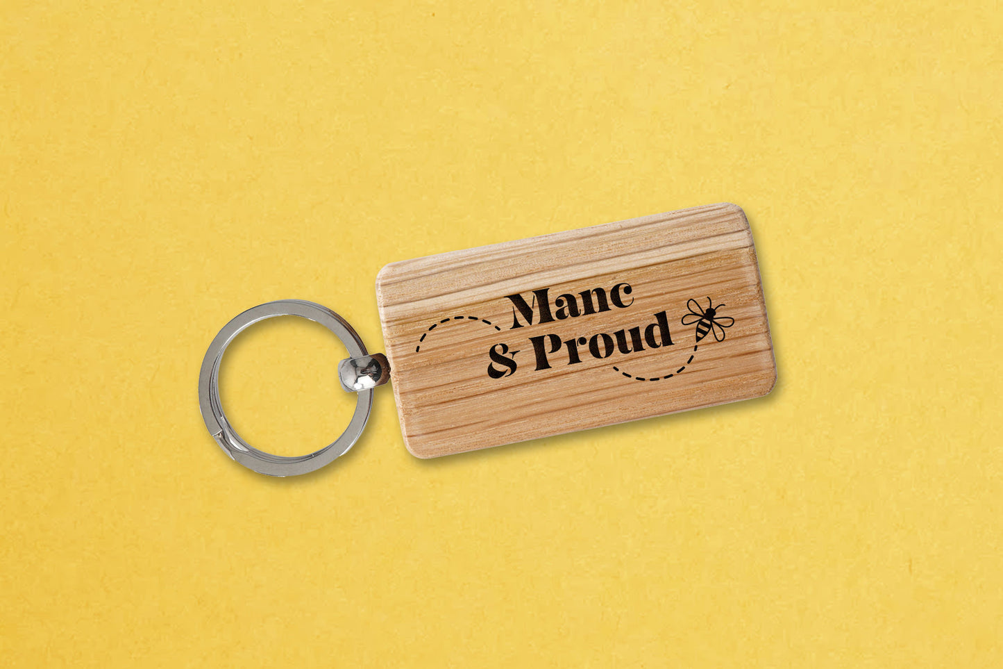 Rectangular Oak Keyring - 'Manc & Proud' | Accessory | Keychain | House Keys