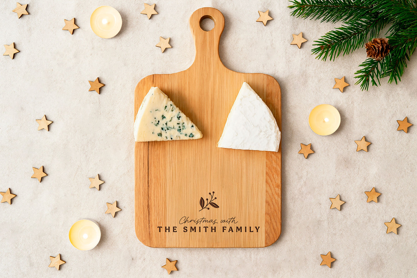 Oak Cheeseboard 'Personalised Christmas With The... Cheeseboard' | Festive Cheeseboard | Table Decor | Christmas Tableware