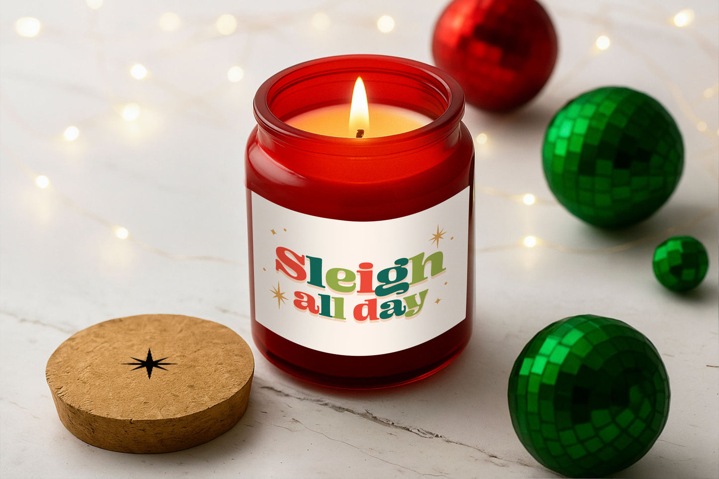 Gingerbread Scented Christmas Candle | 'Sleigh All Day' | Red | Seasonal Winter Home Décor
