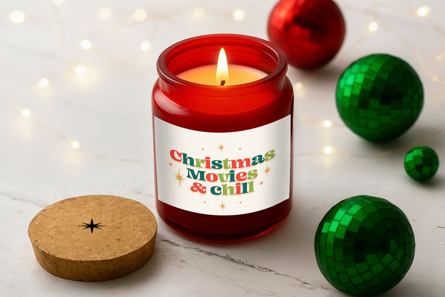 Gingerbread Scented Christmas Candle | 'Christmas Movies and Chill' | Red | Seasonal Winter Home Décor