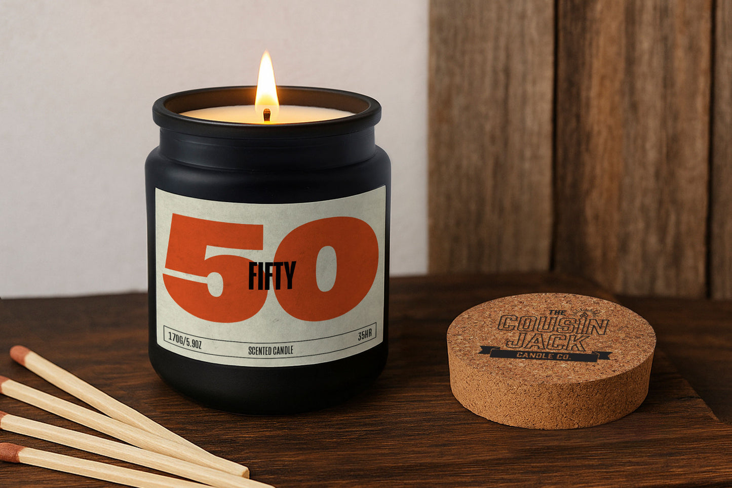 50th Birthday Black Scented Candle • Fifty • Fiftieth Birthday • Gift Box