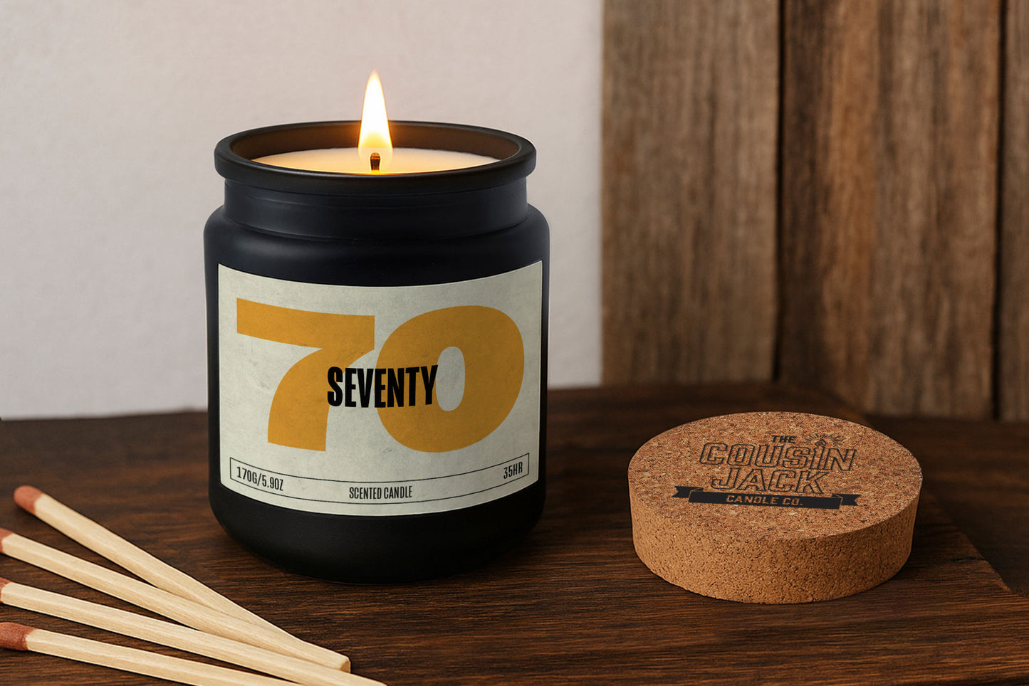 70th Birthday Black Scented Candle β’ Seventy β’ Seventieth Birthday β’ Anniversary β’ Gift Box