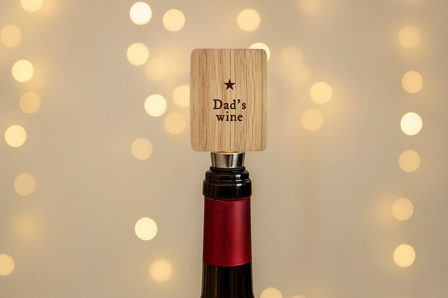 Loft Rectangular Oak Wine Bottle Stopper | 'Dad's Wine' | Funny | Drink Accessory | Fathers Day