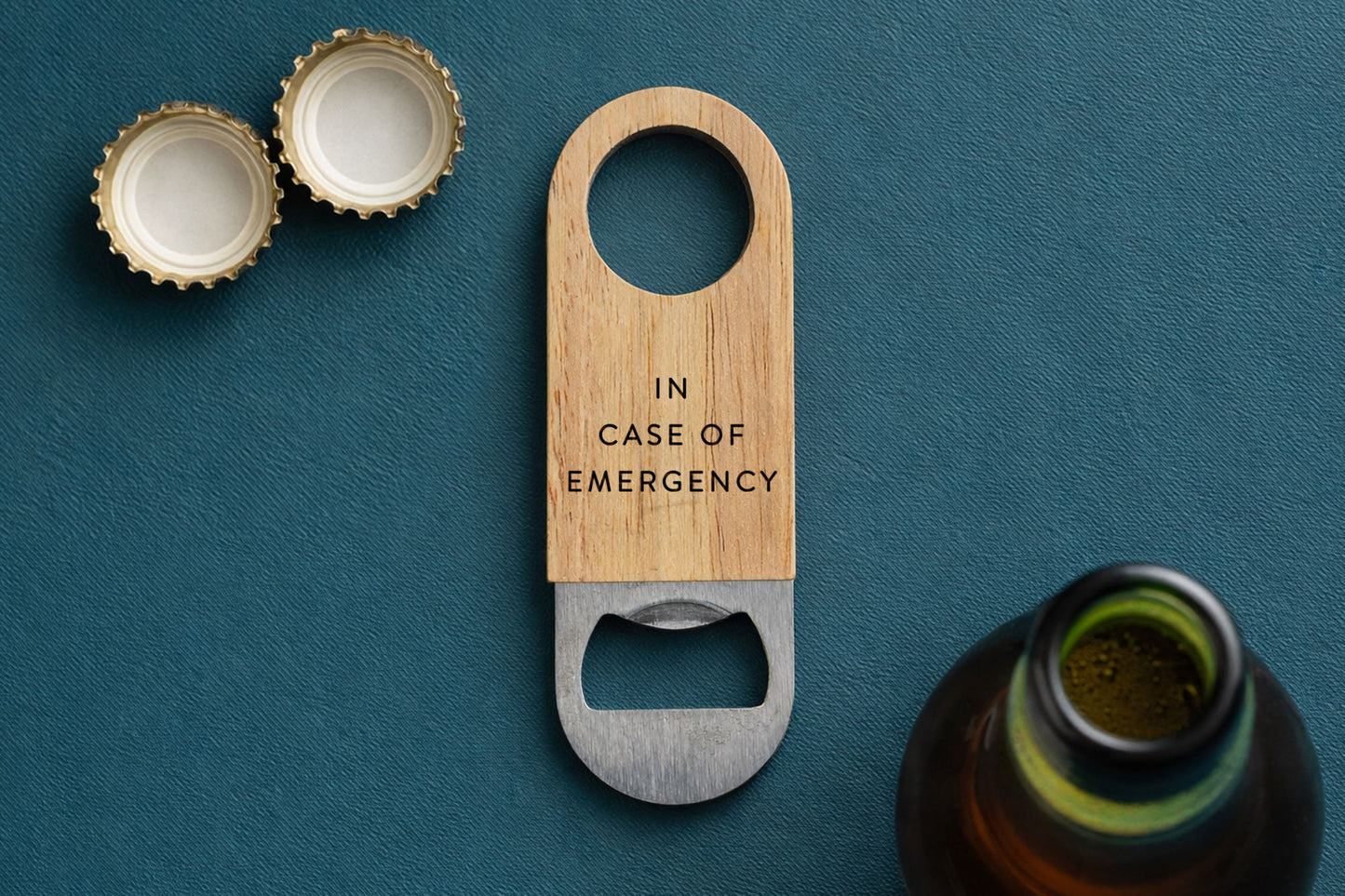 Wooden Travel Bottle Opener 'In Case Of Emergency' | Bar Accessory | Travel | Camping