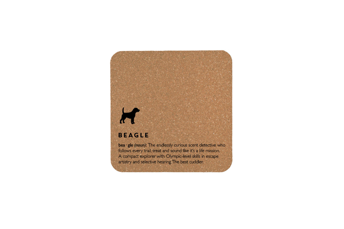 Just Paws Beagle Definition Square Cork Coaster | Tableware | Homeware | Eco Friendly