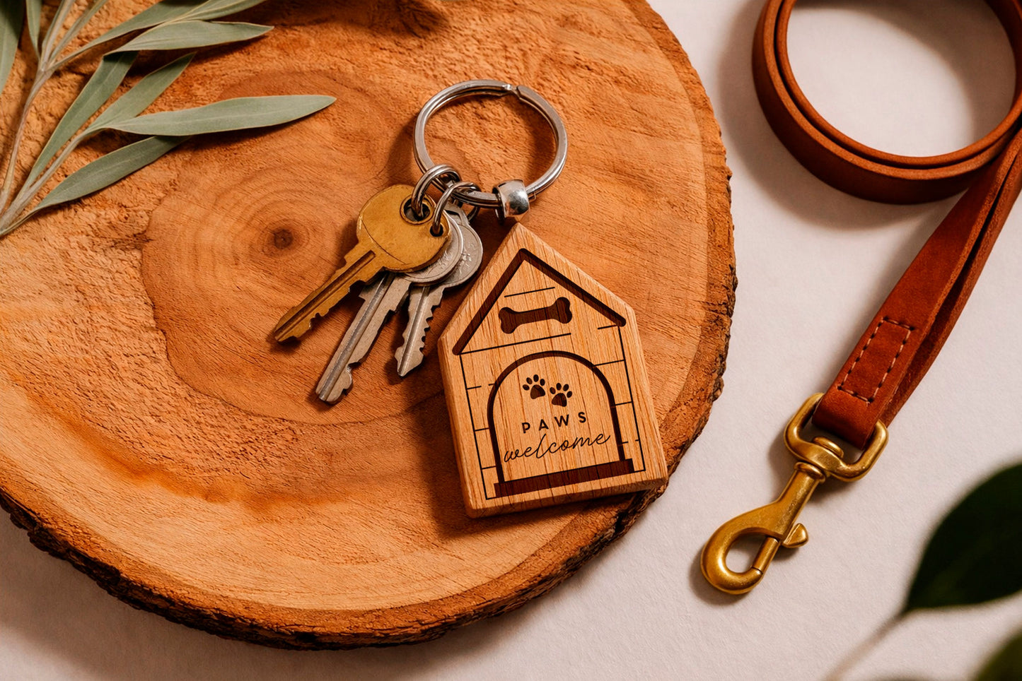 Dog House Shaped Keyring - 'Paws Welcome' | Keys | Key Accessory | Dog Keyring | Pet Accessory