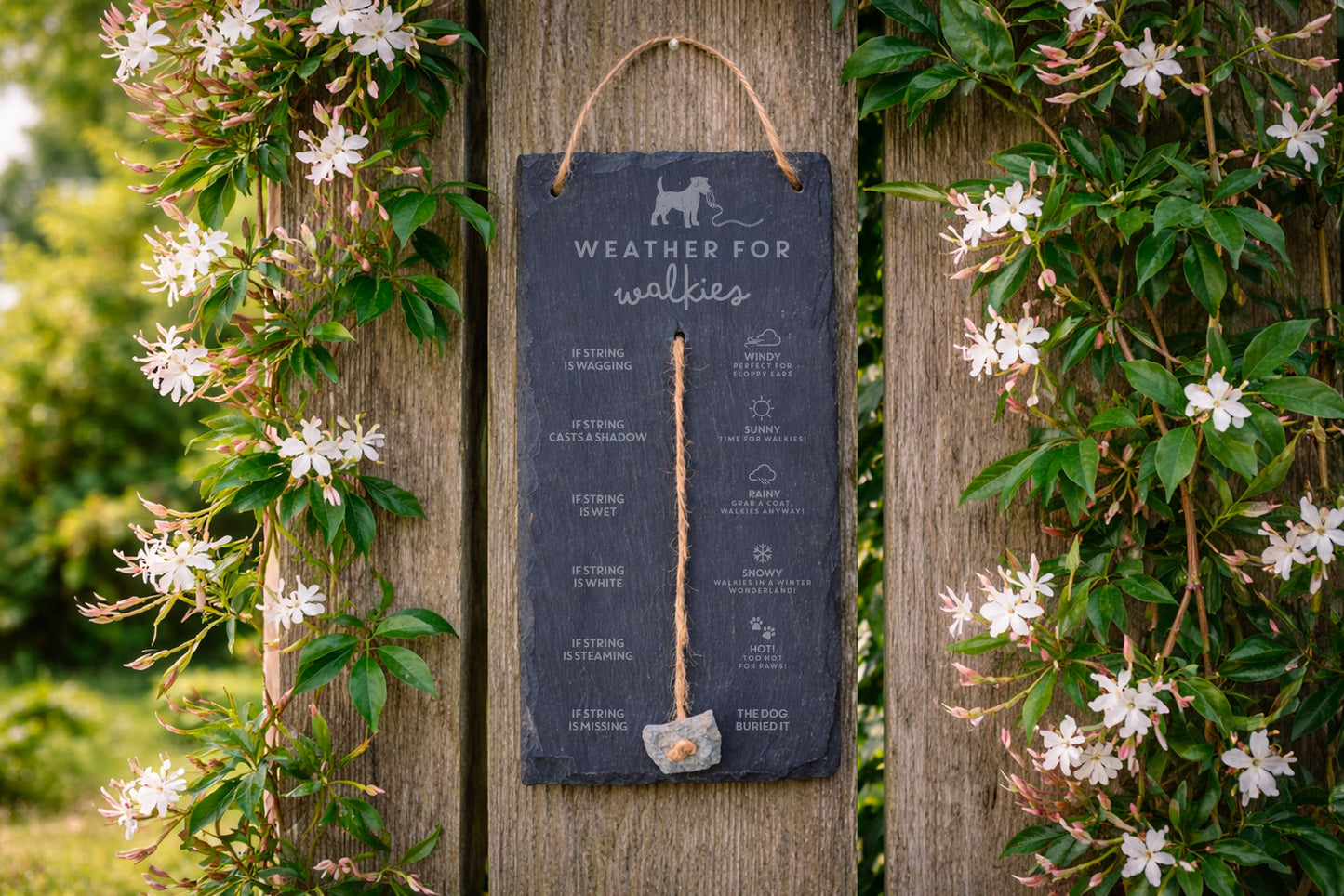 Humorous Dog Weather Slate Sign – 'Weather for Walkies' Home Decor