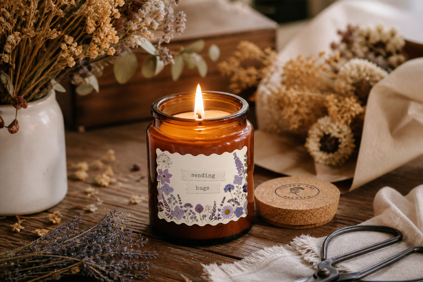 Large Scented Brown Candle 'Sending Hugs' | Homeware | Home Decor