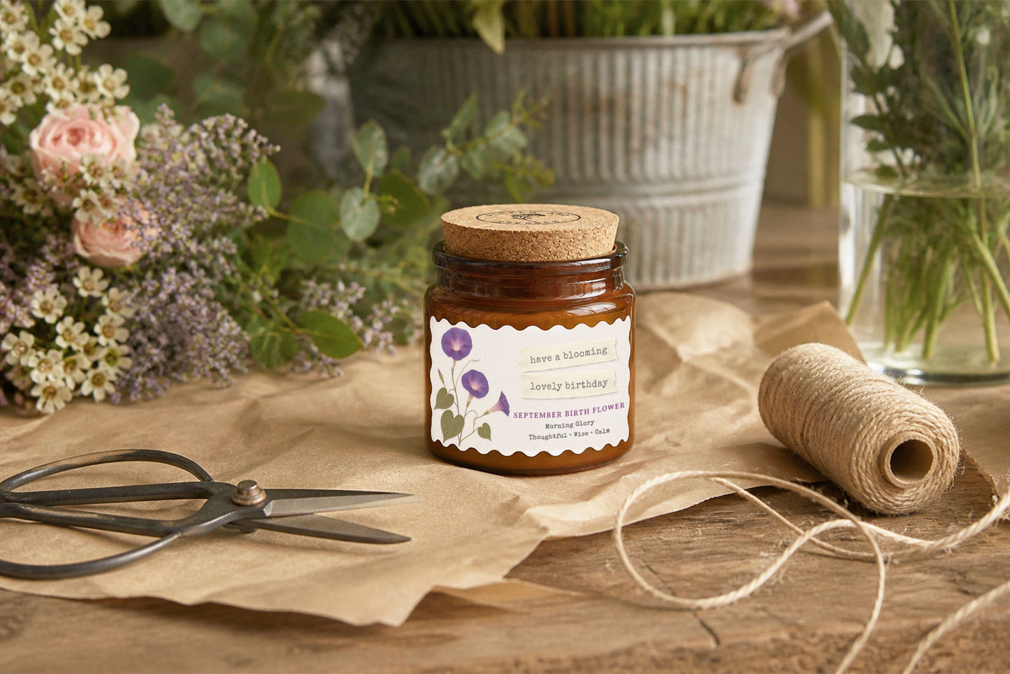 Small Scented Brown Candle 'September Birth Month' | Homeware | Home Decor