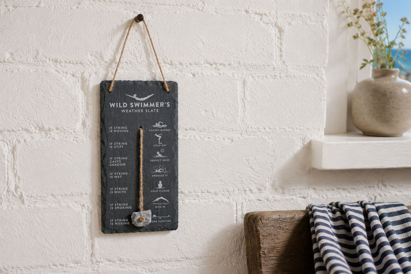 Wild Swimming Weather Slate Hanging Sign | Humorous Weather Reader | Forecaster Station | Gift For Your Home