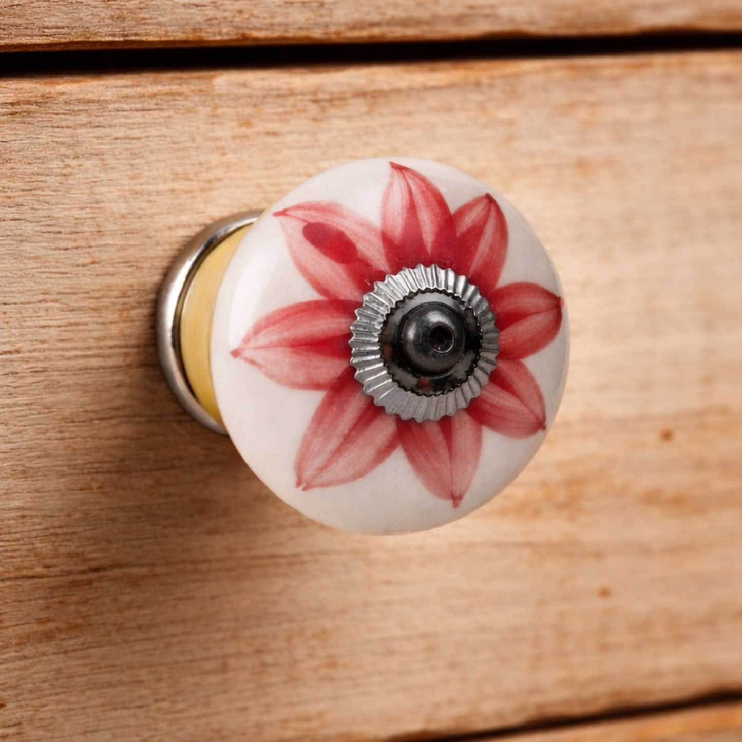 Set of 2 | Large Red Flower Ceramic Drawer Pulls | Cabinet Pull | Drawer Knob