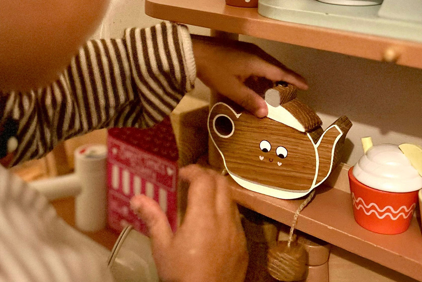 Teddy the Teapot in Beech | Handmade Wooden Toy | UKCA CE Tested | Age 3+