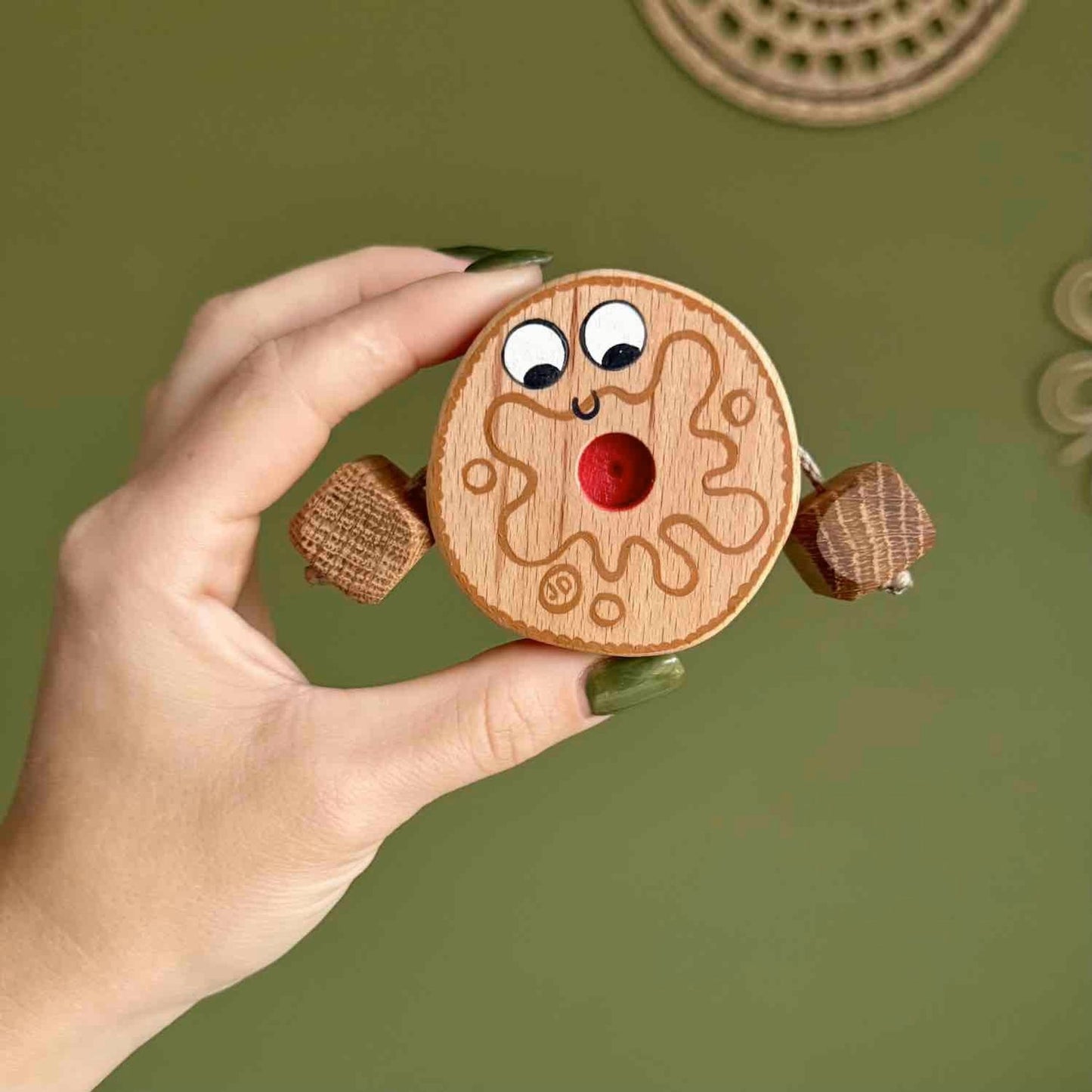Jimmy the Jammy Dodger Biscuit in Beech | Handmade Wooden Toy | UKCA CE Tested | Age 3+
