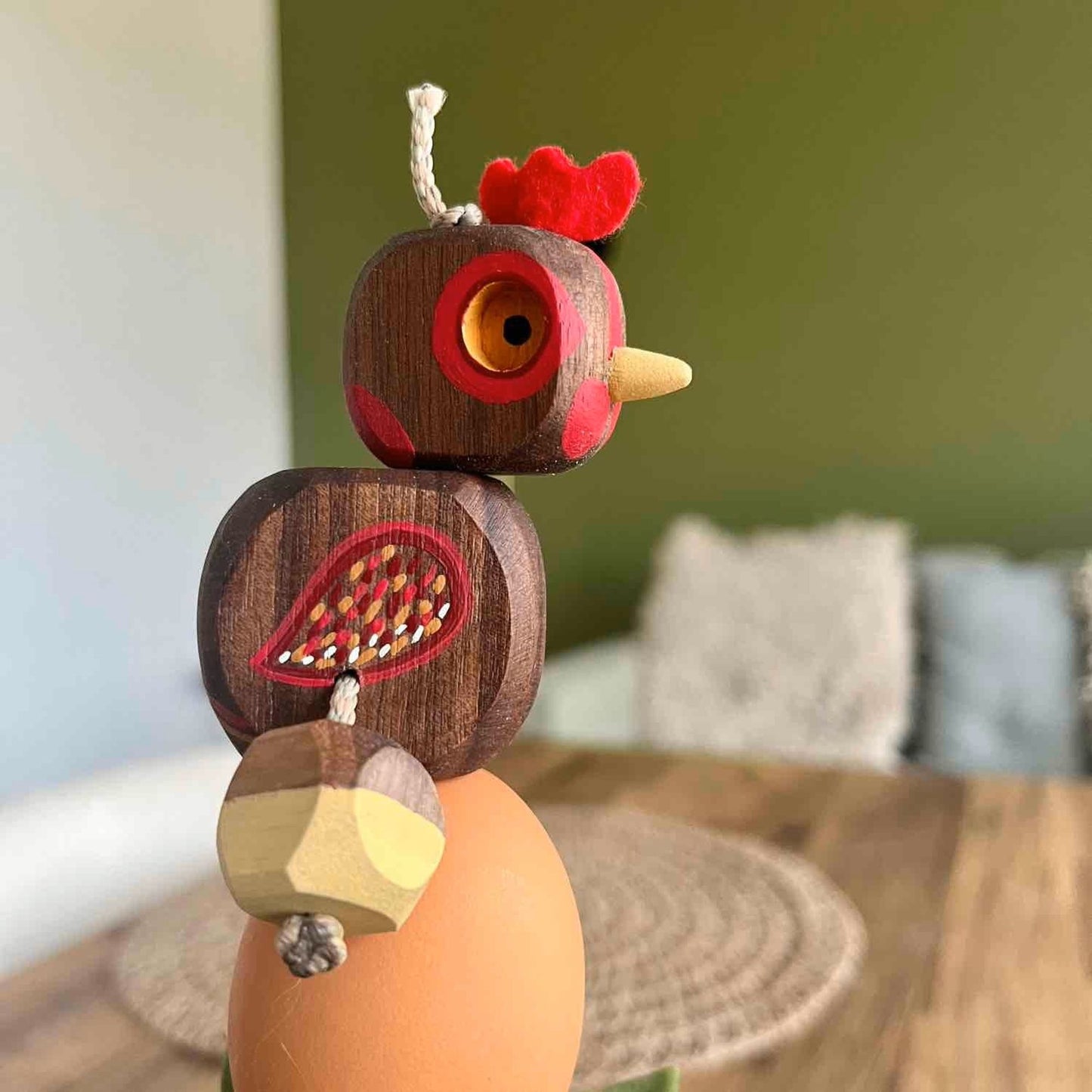 Connie the Chicken in Walnut | Handmade Wooden Robot Toy | UKCA CE Tested Age: 3+