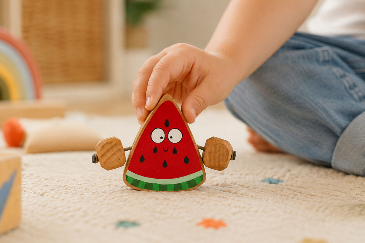 Winnie the Watermelon in Beech | Handmade Wooden Toy | UKCA CE Tested | Age 3+