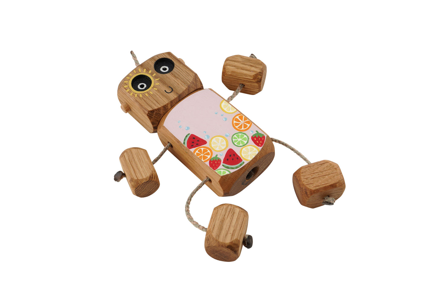 Hello Summer Ned in Oak | Handmade Wooden Robot Toy | UKCA CE Tested