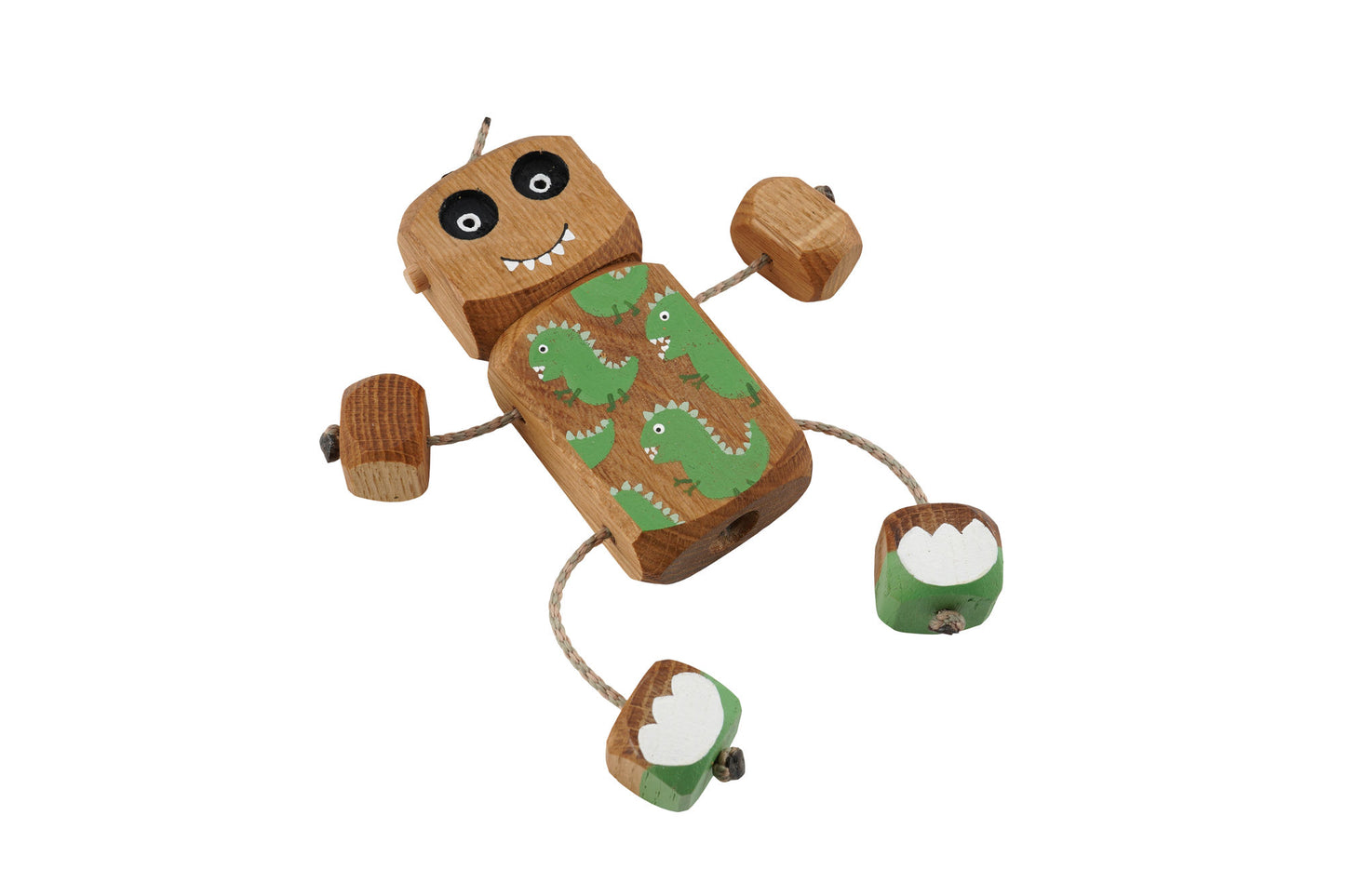Dinosaur Ned in Oak | Handmade Wooden Robot Toy | UKCA CE Tested
