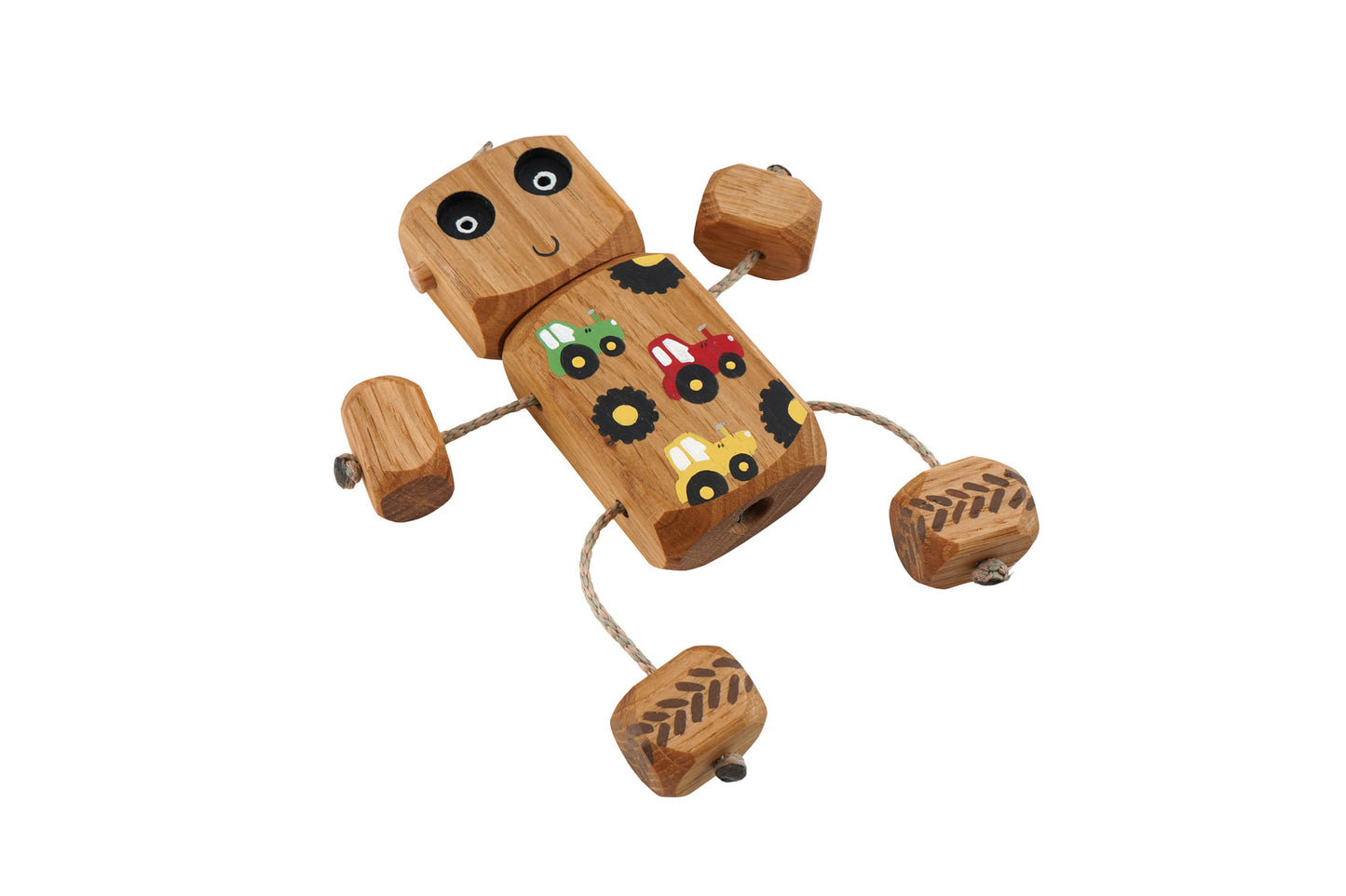 Tractor Ned in Oak | Handmade Wooden Robot Toy | UKCA CE Tested