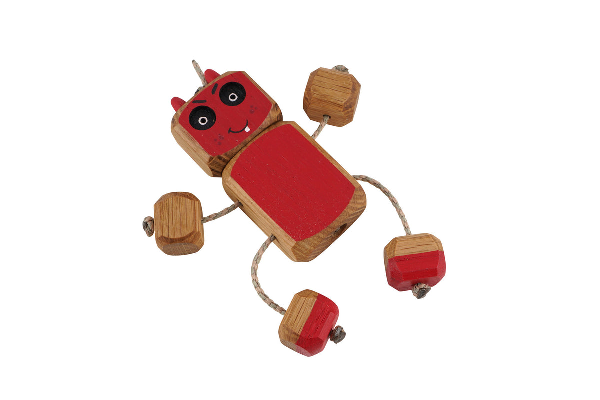 Devil Nedlet in Oak | Handmade Wooden Robot Toy | UKCA CE Tested Age: 3+