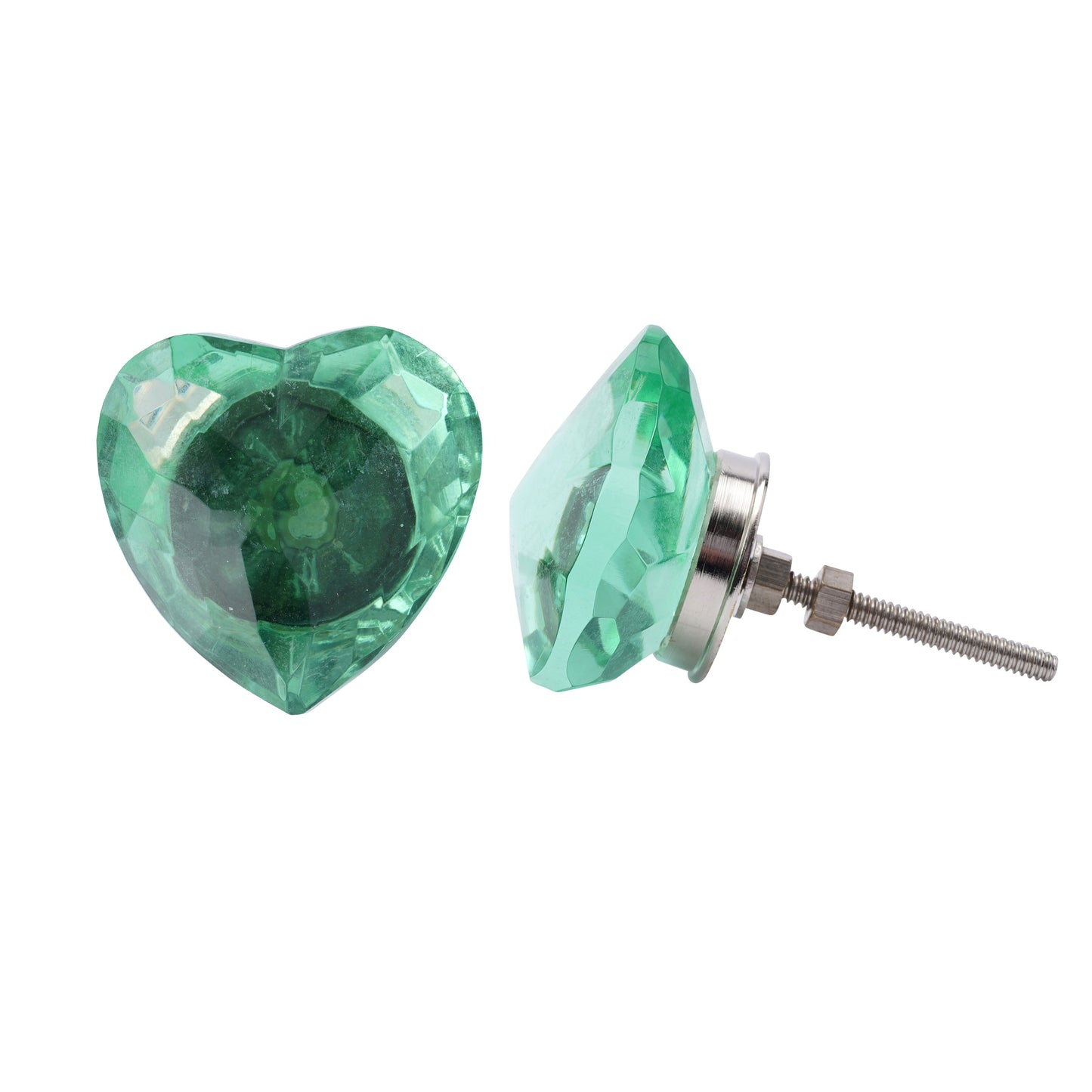 Set of 2 | Green Glass Heart Drawer Pulls • Cabinet Pull • Drawer Knob • DIY Upcycle • Gifts for Home • Home Improvement • Rennovations
