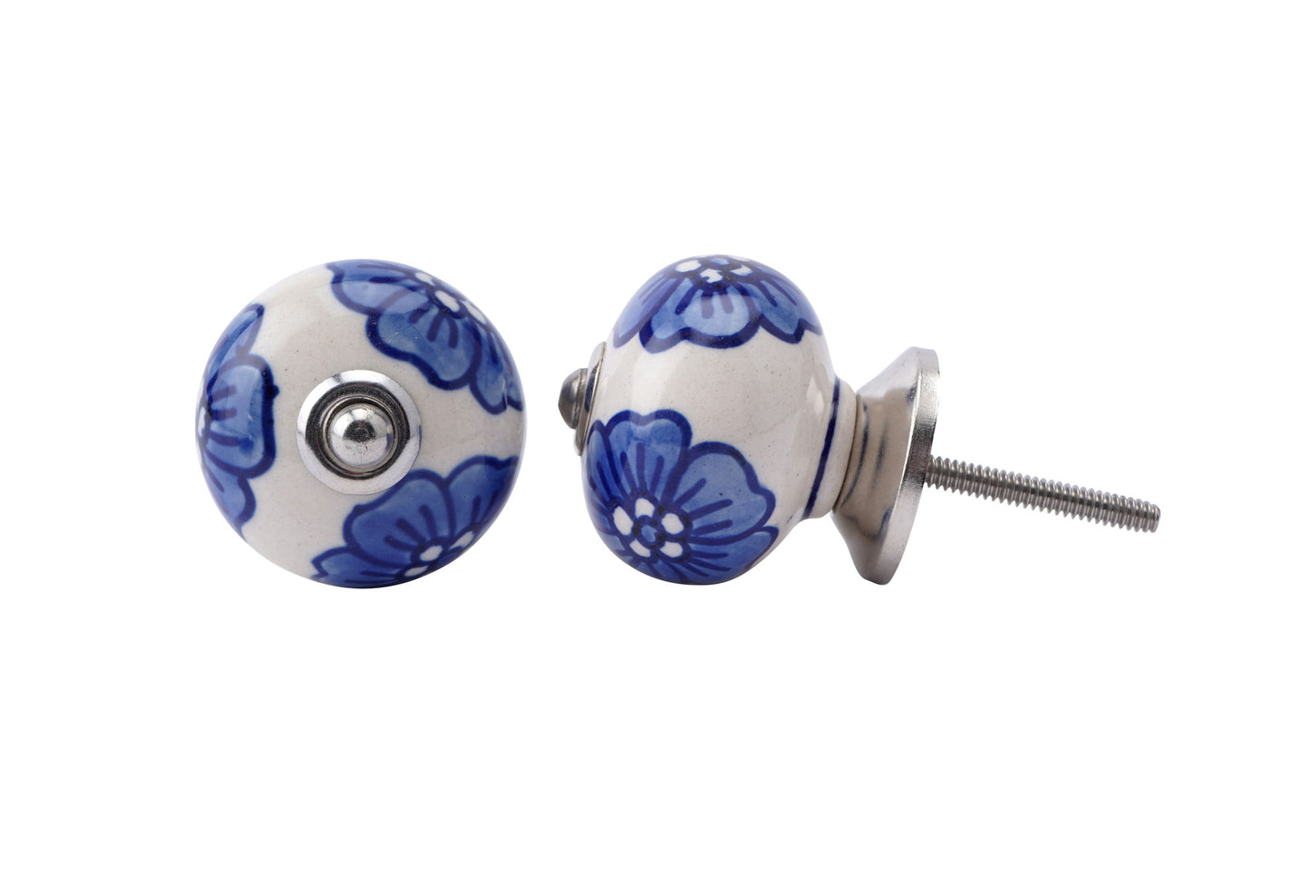 Set of 2 | Ceramic Blue Flowered Drawer Pulls • Cabinet Pull • Drawer Knob • DIY Upcycle • Gifts for Home • Home Improvement • Rennovations