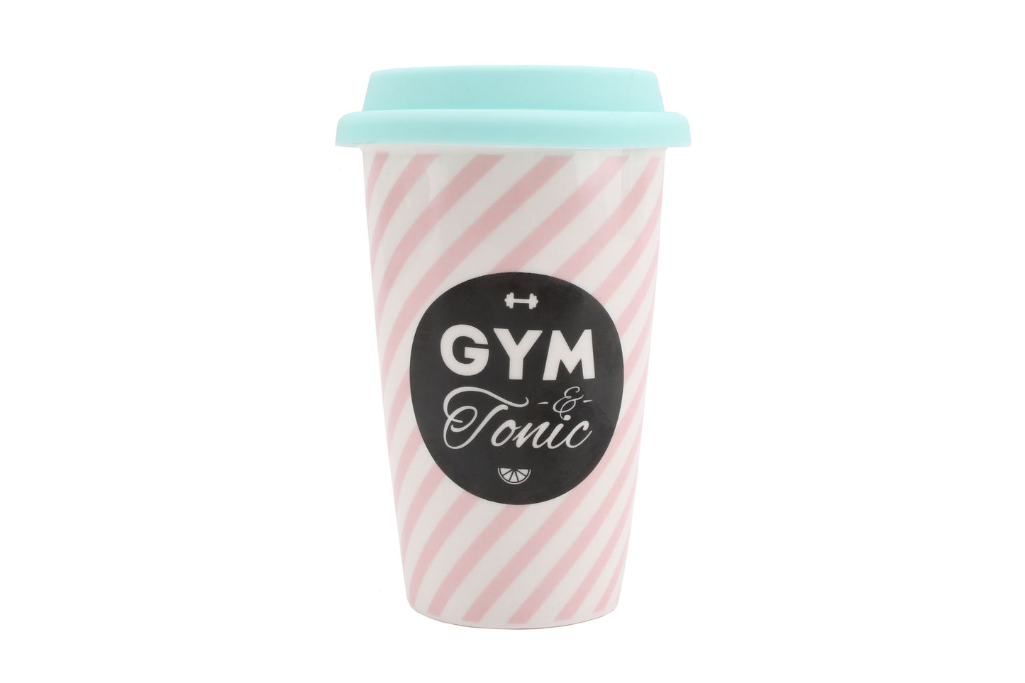 'Gym & Tonic' Ceramic Travel Mug With Silicone Lid