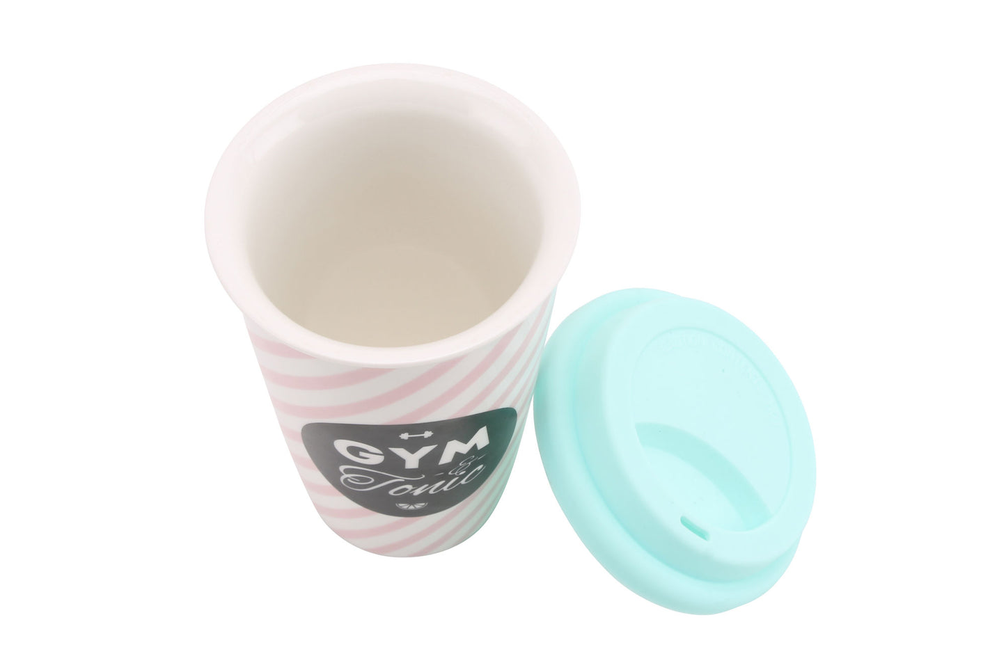 'Gym & Tonic' Ceramic Travel Mug With Silicone Lid
