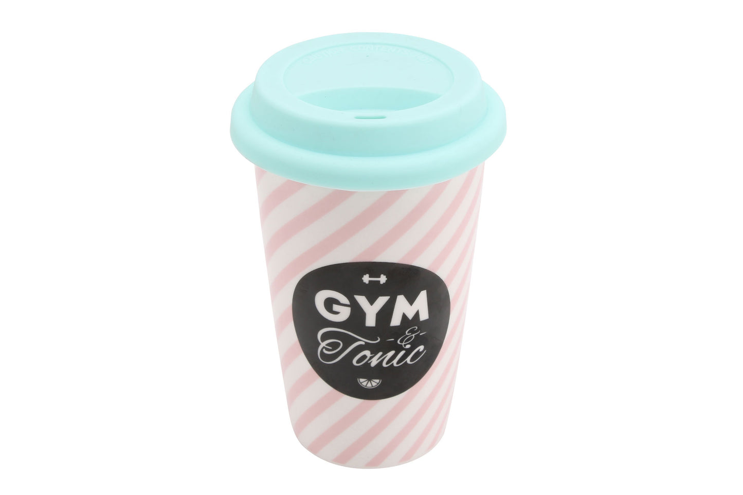 'Gym & Tonic' Ceramic Travel Mug With Silicone Lid